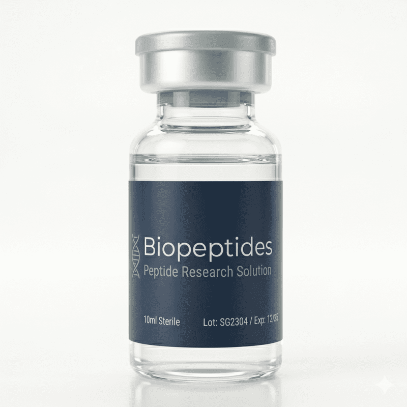 Steriele Glazen Fles Met Biopeptides Voor Onderzoek Steriele glazen fles met biopeptides voor wetenschappelijk onderzoek.